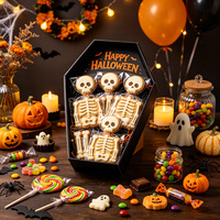 Boîte en papier en forme de cercueil noir pour Halloween, avec fenêtre transparente, impression de logo personnalisé, boîte à bonbons en papier artistique, emballage cadeau pour les fêtes