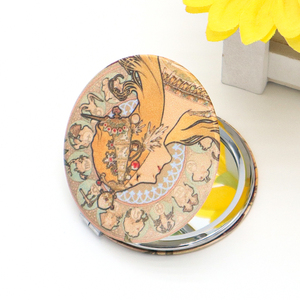 사용자 정의 로고 양면 화장품 손 거울 귀여운 포켓 컴팩트 미니 접이식 패브릭 거울 - Product Image 3