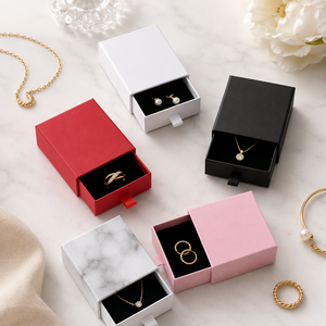 Wholesale Custom Logo Simple Mini Drawer Paper Jewelry Box for <b>Ring</b> Earring Necklace <b>Storage</b> Gift Packaging Box Custom Design - Product Image 2
