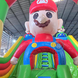 Toboggan gonflable commercial pour enfants, thème Mario Bros, avec zone de jeux Moonwalk - Product Image 6