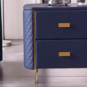 Bedroom Furniture Luxury European <strong>Bedside</strong> <strong>Tables</strong> High Density Board Modern Simple Design <strong>Blue</strong> Nightstands - Product Image 3