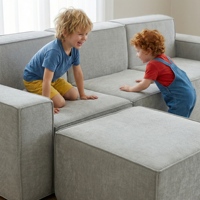 Canapé modulaire en chenille en forme de L pour grands projets hôteliers, emballé sous vide, sections moelleuses, en mousse à mémoire de forme, respectueux de la peau