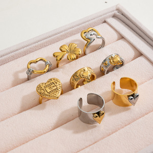 Heart-Shaped Stainless Steel <b>Open</b> <b>Ring</b> For Women Gift Jewelry Fashion <b>Rings</b> Gold Silver Tone - Product Image 3