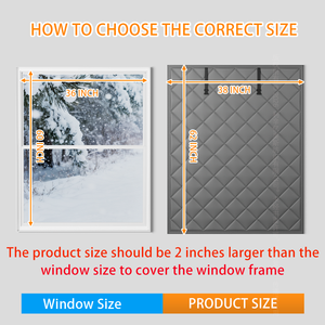 Cortinas Térmicas Acolchadas Grises para Ventanas, a Prueba de Corrientes de Aire en Invierno, 1.5 Pulgadas Más Anchas, con Velcro, Ahorro de Energía, Aislantes para el Hogar - Product Image 3