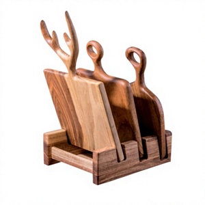 ชุดเขียงไม้ทรงสี่เหลี่ยมพร้อมหูหิ้วและห่วงแขวนสำหรับใช้ในครัว - Product Image 1