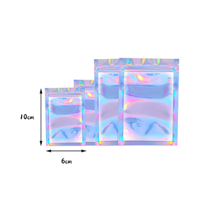 Custom logo resealable Resealable Ziplock Small Business Plastic Holographic Mylar Bags for Cosmetic Package Jewelry Pouch