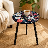 Table basse Mandala avec pieds en spirale, design en bois massif torsadé, table d'appoint amovible et portable pour la décoration du salon