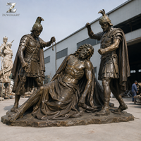 Statue grandeur nature en bronze de Jésus et de soldats romains, sculpture religieuse moulée à la main pour la décoration de l'église, de la chapelle, du mémorial et du jardin sacré