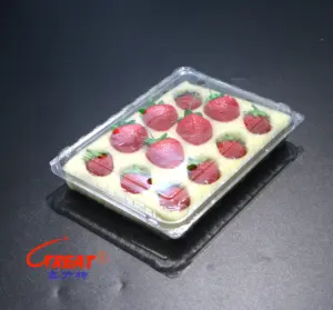 PET/RPET Strong Rectangular Plastic Packaging with good Quality Clamshell Tray Container for 500g Strawberries Wholesale