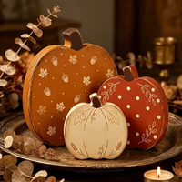 Ensemble de 3 décorations d'automne en bois en forme de citrouille, idéal pour les tables à manger, les cheminées, les étagères et les décorations de Thanksgiving au bureau