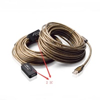 Cable de Extensión USB 2.0 Negro Transparente de 15m con 2 IC en Stock
