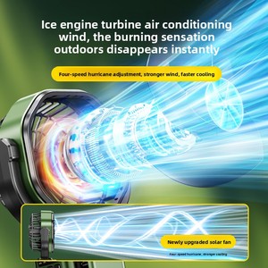 Ventilateur de camping solaire à oscillation automatique avec lumière, moteur sans balais à quatre vitesses, ventilateur de plafond portable, batterie longue durée 6000 mAh, silencieux 30-34 dB - Product Image 2