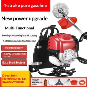 Four-Stroke Gasoline Backpack Lawn Mower With Side-Hanging Blade Small Household <b>Brush</b> Cutter Gasoline <b>Powered</b> Lawn Mower - Product Image 3