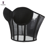 Corset sans bretelles en dentelle florale respirante pour femmes haut tubulaire en maille respirante avec bustier grande taille tissu en maille Sexy transparent