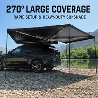 Auvent de voiture robuste en forme d'éventail à 270 degrés, anti-UV, imperméable, en tissu Oxford, pour pick-up, SUV, camping