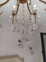 Lámpara Colgante de Cristal E12 con Acabado Dorado, Marco de Hierro, LED Regulable, para Sala de Estar, Comedor, Estilo Retro Americano Francés