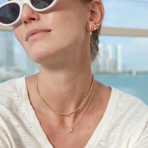 Collana J&D Jewelry con Catena Tennis Stratificata in Acciaio Inossidabile Placcato Oro 18K e Ciondolo a Fiore con Zirconi per Donne - Product Image 4