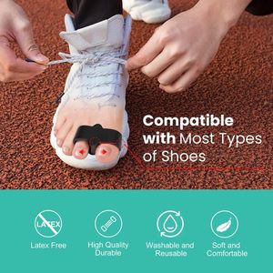 Correcteur d'hallux valgus en gel avec séparateurs d'<span class=keywords><strong>orteils</strong></span> ajustables et espaceur pour le gros orteil, pour la <span class=keywords><strong>protection</strong></span> des pieds et le soulagement de la douleur (noir) - Product Image 4