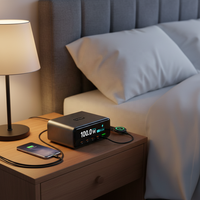 Chargeur de bureau GaN super rapide 265W, multiport 4C1A, 100W PD, 30W QC, hub de charge rapide avec écran LCD numérique pour le bureau et la maison
