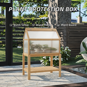 Estufa de Madeira para Plantas Elevadas, Painel de Luz Solar em Policarbonato, Fácil de Montar, para Uso Interno/Externo, Caixa de Proteção para Plantas em Vasos - Product Image 6