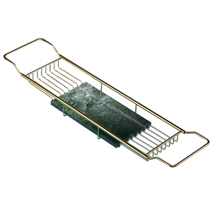 Plateau de <span class=keywords><strong>baignoire</strong></span> en acier inoxydable 2025 sur étagère de table de <span class=keywords><strong>baignoire</strong></span> avec côtés extensibles étagère antidérapante télescopique en marbre naturel - Product Image 1