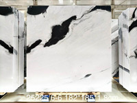 Dalle de marbre blanc Panda, marbre naturel de Chine à veines noires effet encre, pour murs de villa, comptoirs et escaliers