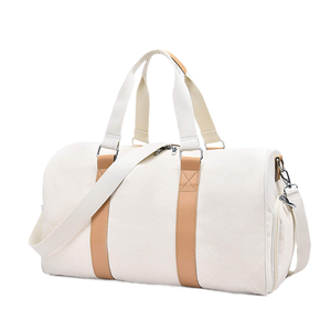 Large Capacity Canvas Weekender Carry-On Duffle <b>Bag</b> with Zipper Closure and Bottom Shoe Compartment for Unisex Travel - Product Image 1