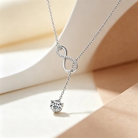 Collier pendentif croix en forme de Y infini en argent sterling 925 plaqué rhodium/or avec moissanite 1 carat VVS, tendance et très vendu pour femme