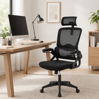 Chaise de bureau ergonomique moderne à dossier haut, noire, pour la maison ou le bureau, avec accoudoirs réglables et soutien lombaire réglable