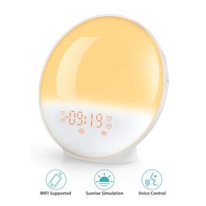 Réveil numérique à lumière LED à 7 couleurs changeantes, lampe de bureau avec simulation du lever et du coucher du soleil - Product Image 2