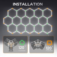 Lampes de travail LED hexagonales haute luminosité 420W 50000h pour atelier automobile, éclairage de plafond en nid d'abeille lumineux pour garage et atelier