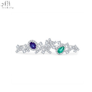 Fabricante de Joyería Fina de Hong Kong, Anillo de Lujo de Oro Blanco Sólido de 18K con Piedra Preciosa Natural y Diamante Natural, Regalo para Mujer - Product Image 1