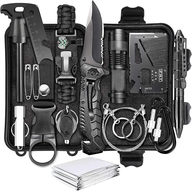 14 in 1 Outdoor Equipment Survival Treasure Box Survival Tool Set Multifunctional Outdoor Emergency Kit