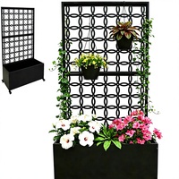 Jardinière surélevée en métal de haute qualité au design artistique, gravure laser 3D, en aluminium, pour extérieur, avec treillis et roues