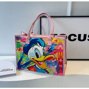 Sac de grande capacité en toile de dessin animé fermeture à glissière poignée unique étudiante banlieue mode Portable sac à provisions momie - Product Image 5