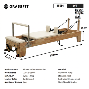 GRASSFIT Cadillac en bois <span class=keywords><strong>de</strong></span> caoutchouc personnalisé pour Pilates, équipement <span class=keywords><strong>de</strong></span> musculation, machine <span class=keywords><strong>de</strong></span> yoga, <span class=keywords><strong>lit</strong></span> d'entraînement commercial avec boîte - Product Image 2