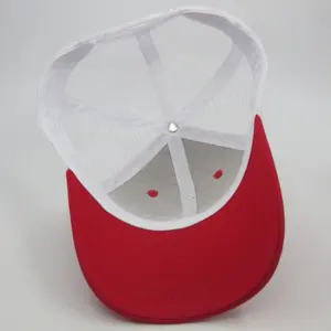 OEM कस्टम 3d कढ़ाई बेसबॉल हॉकी टोपी लाल सफेद कपास जाल बच्चों युवा खेल trucker टोपी