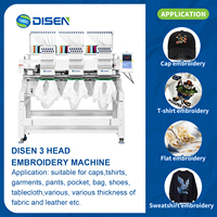 Machine à broder industrielle informatisée 3 têtes 12/15 aiguilles pour chapeaux/vêtements/tissus plats, usage en usine, avec moteur
