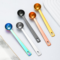 Cuillère à café en acier inoxydable 304 poli miroir à long manche, cuillère doseuse dorée 5 ml pour sucre en poudre, cuillère à soupe – Vente en gros