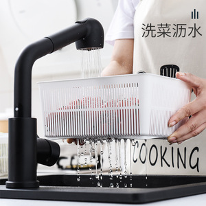 Multi Functional Double Layer Drain Basket With Lid For Kitchen Refrigerator Storage L Size Transparent Plastic - Product Image 5