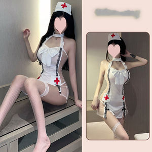 Ensemble de mini-jupes sexy à bretelles réglables pour couples - <span class=keywords><strong>Tenue</strong></span> de lingerie à bordure en dentelle pour jeux de rôle, soirée romantique, soirée lingerie - Product Image 4