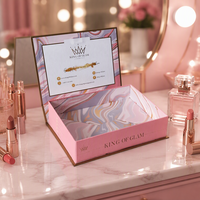 Boîte pliante rose personnalisée écologique pour parfums et cosmétiques, emballage de luxe en papier pour coffret cadeau de soins de la peau avec poignée