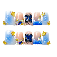 Uñas postizas acrílicas reutilizables con pegamento, diseño cuadrado, forma de pico de pato, cobertura completa, hechas a mano, para niños, 359, 730, 780