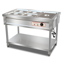 Chauffe-plats électrique commercial, table à vapeur en acier inoxydable à 4 bacs, serveur de buffet pour cuisine et restaurant