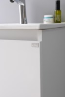 Meuble-lavabo de salle de bain moderne au design épuré en MDF avec miroir LED et finition laquée, à fixation murale