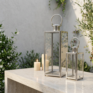 Wholesale Large Stainless Steel Metal Candle Pillar Holder Lanterns for Home and Outdoor <b>Decoration</b> - Product Image 5