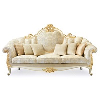 Canapé d'angle classique de luxe de style français 2 places Cadre en bois royal Tissu pour usage domestique Meubles de salon