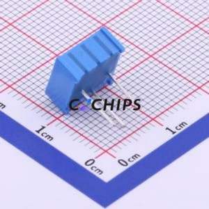 Résistance/potentiomètre réglable 3296P-1-103LF, composant traversant (THT)-3P, 9,5x4,8 mm, résistance 10 kOhm, 10 %, 500 mW, 25 - Product Image 2