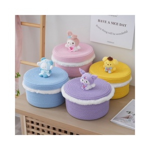 Organisateurs de dessin animé en corde de coton Stockage à domicile Collations de bureau pliantes Cadeaux Seaux Sacs Cartoon Kids Sanrio Melody Panier de rangement - Product Image 1