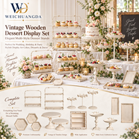 Vintage Weißes Holz-Dessert-Präsentationsständer-Set Mehrstöckiger Kuchenständer für Hochzeit Geburtstag Party Teetisch-Dekoration